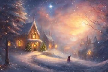 ethereal fantasy concept art of christmas eve . magnificent, celestial, ethereal, painterly, epic, majestic, magical, fantasy