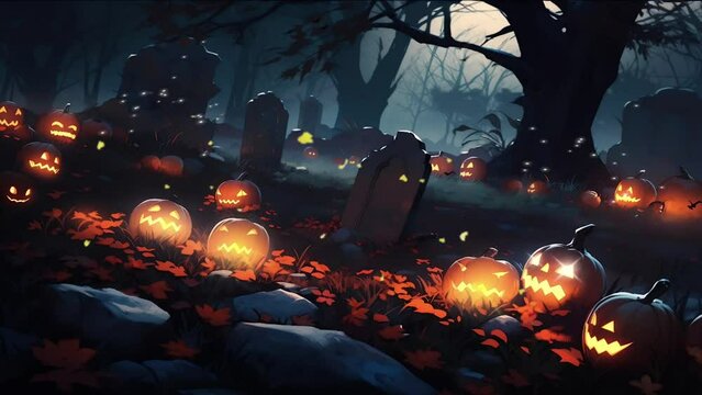 halloween night scary animation looping video animated background