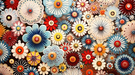 Fototapeta na wymiar illustration of vintage flowers blossom pattern background, Generative Ai