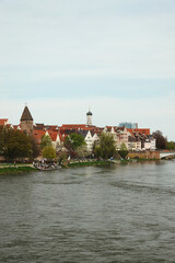 Fototapeta na wymiar The riverside of the Danube river in Ulm, Germany 