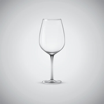 Realistic Vector Illustration Set Of Transparent Champagne Glasses With Sparkling White Wine And Empty Glass. Transparent On Background.