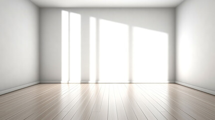 empty room with a window illuminated by the sun. Generative Ai. 