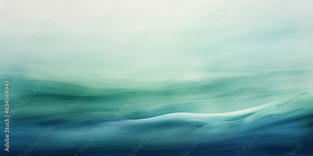 Wall mural depicting the tranquility of peace through soft, flowing watercolor washes in shades of blue and gre