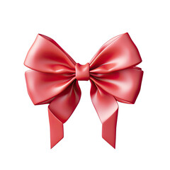 Heart shaped red bow on transparent background