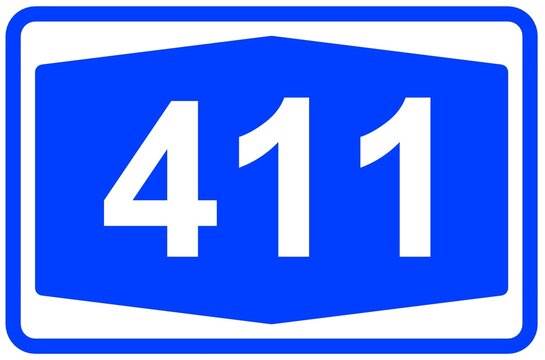 Illustration eines Autobahnschildes der Autobahn 411 in Deutschland	