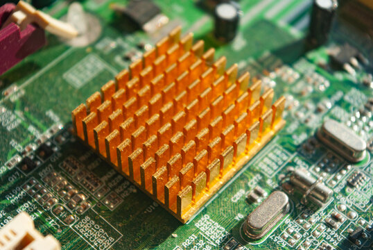 An aging and dusty motherboard from a computer