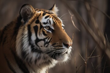 the close up of a Chongqing yongchuan Bengal tiger in the zoo - obrazy, fototapety, plakaty