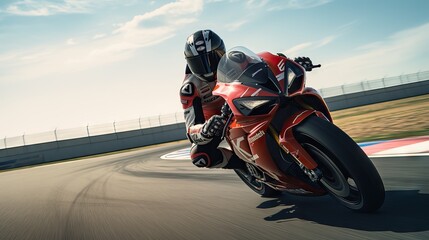 Race Track Velocity: Racer Dominates Motorcycle Ride on the Circuit