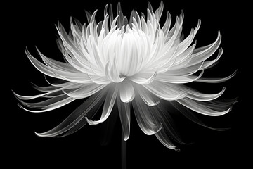 x-ray of chrysanthemum flower on black background, minimalist - obrazy, fototapety, plakaty
