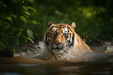 Fototapeta na wymiar Family of Indian tigers (Bengal tiger) (Panthera tigris tigris), Bandhavgarh National Park, Madhya Pradesh state