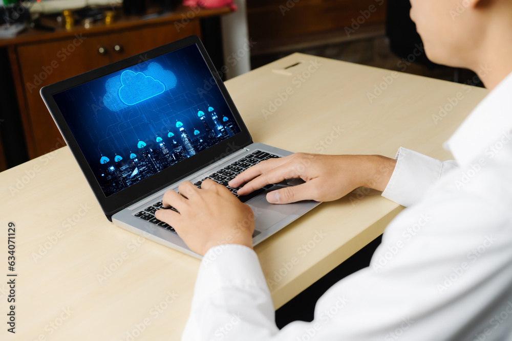 Poster cloud computing software for modish remote work and personal data storage