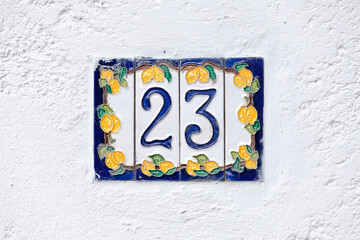 Number 23 - House number plate