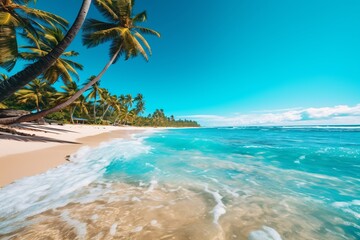 Fototapeta na wymiar Beautiful tropical seascape. Panoramic view of the sea and sandy beach. Beautyful background. Beautiful ocean 