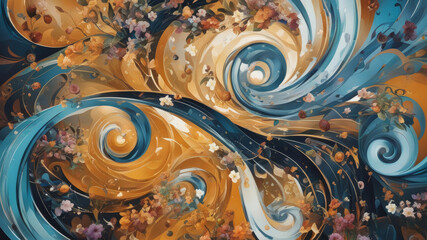 Abstract floral background. Digital painting. 3d rendering, 3d illustration