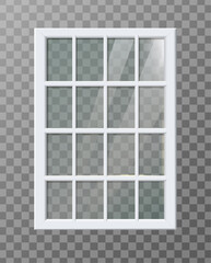 3d realistic vector icon illustration. White plastic frame rectangular window.