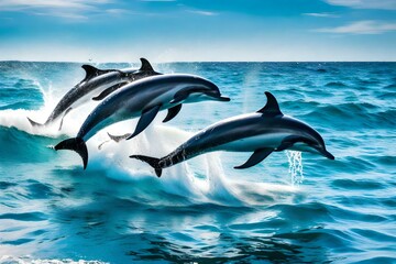 dolphin jumping out of water, dolphin jumping in the sea, Dolphins Jumping out of Water, 