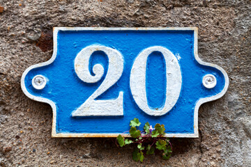 Number 20 - House number plate