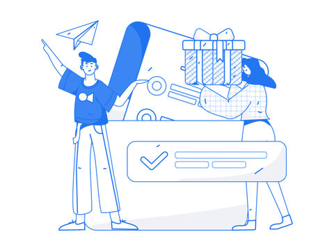 Invite friends to conduct questionnaire survey flat vector concept operation hand drawn illustration
