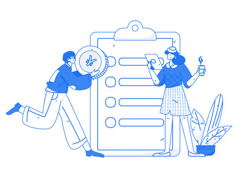 Invite friends to conduct questionnaire survey flat vector concept operation hand drawn illustration
