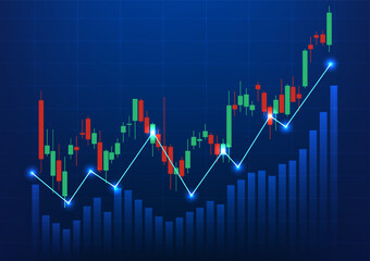 Stock graph technology background It is a technology that shows the growth price of a company on the stock market, increasing the attractiveness of investors. Green and red charts along with bars