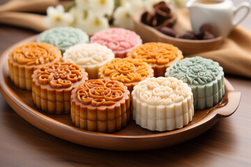 Obraz na płótnie Canvas Platter of Chinese Mooncakes