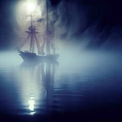 Fototapeta premium ghostly, 18th-century sailing ship 
