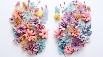 lungs made of flowers, pastel colored