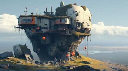 fantasy house on mountain cliff