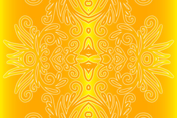 Beautiful classic design colourful  background with flower leaf line art pattern of indonesian culture traditional batik