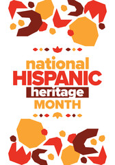 National Hispanic Heritage Month in United States. Celebrate annual in September and October. Latin American and Hispanic ethnicity culture. National fabric vector textures. Traditional festival