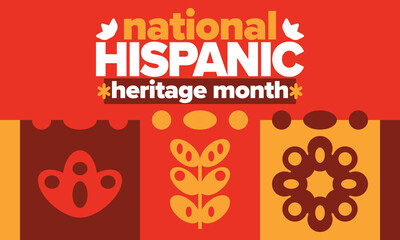 National Hispanic Heritage Month in United States. Celebrate annual in September and October. Latin American and Hispanic ethnicity culture. National fabric vector textures. Traditional festival