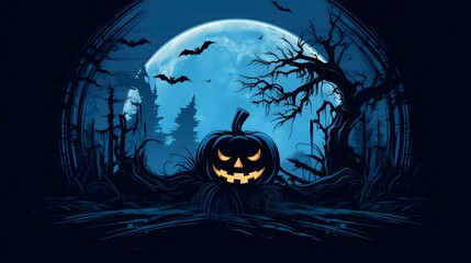 Fototapeta premium Halloween themed illustration for wallpaper or background