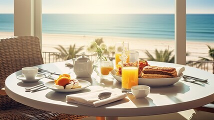 breakfast in a luxury beach hotel
