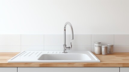 Kitchen sink with copy space for text
