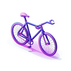 isometric pink bicycle isolated on white background