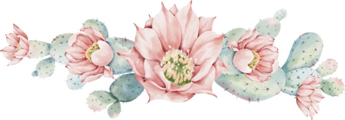 cacuts  flower frames watercolor illustration