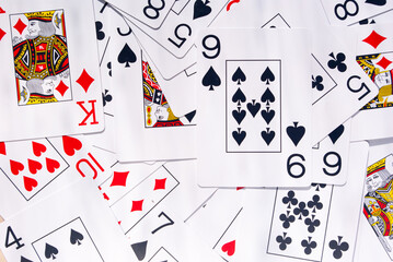 Poker cards, background of cards, close-up, nothing superfluous, gambling
