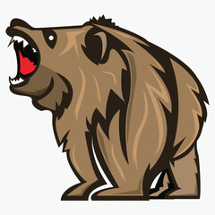 Angry big bear. Animal icon illustration isolated on white background.