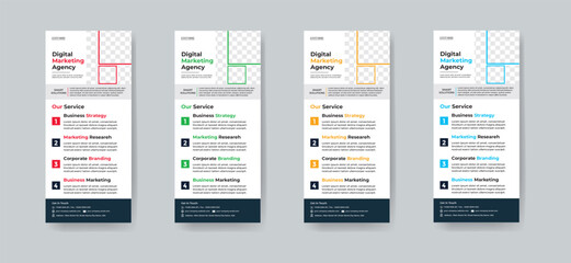 Obraz premium Modern creative corporate business dl flyer or rack card layout concept background flyer brochure cover template for grow up your business to the next level