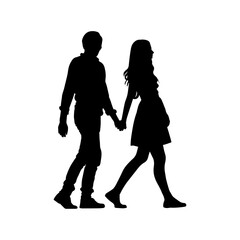 Vector illustration. Silhouette of a man and a woman. Couple in love.