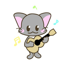 ギターを弾くクロネコ