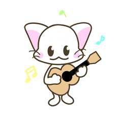 ギターを弾く白猫