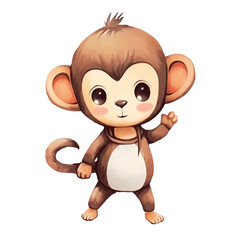 Cute Safari Baby Monkey Illustration