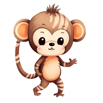 Cute Safari Baby Monkey Illustration