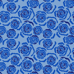 Blue Abstract Rose Flower Allover Seamless Pattern Design Artwork