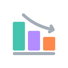 loss chart icon flat style vector