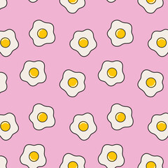 Cute Egg Fried Food Allover Seamless Pattern Design Artwork	
