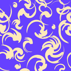 柄 手書き風_旋回模様_オリエンタルブルー パターン ベクター