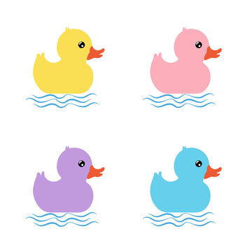 Cute Swimming Duckling Character Illustration Art	
