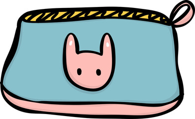 Cute Doodle pouch bag Back to School Planner Icon. Stationery Supplies hand drawing Illustration